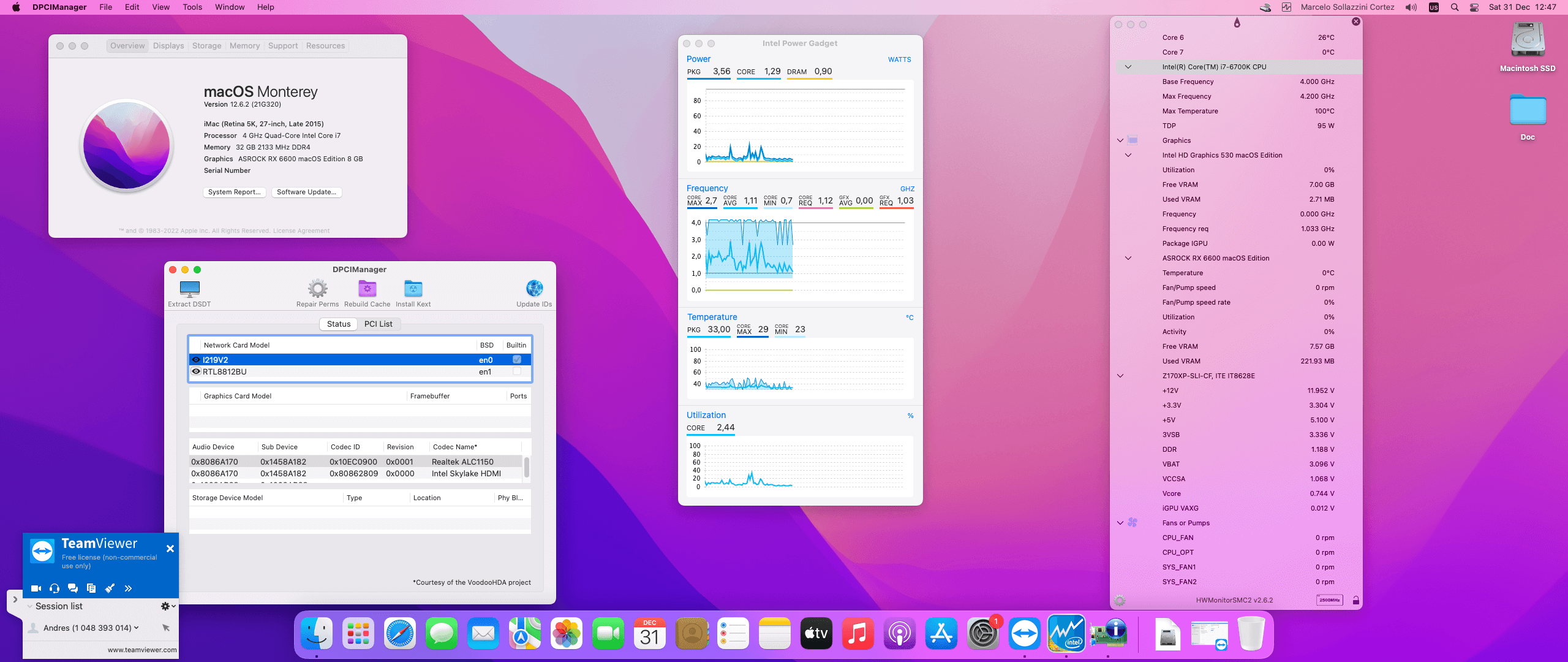 Success Hackintosh macOS Monterey 12.6.1 Build 21G320 in Gigabyte Z170XP-SLI + Intel Core i7 6700K + Asrock RX 6600